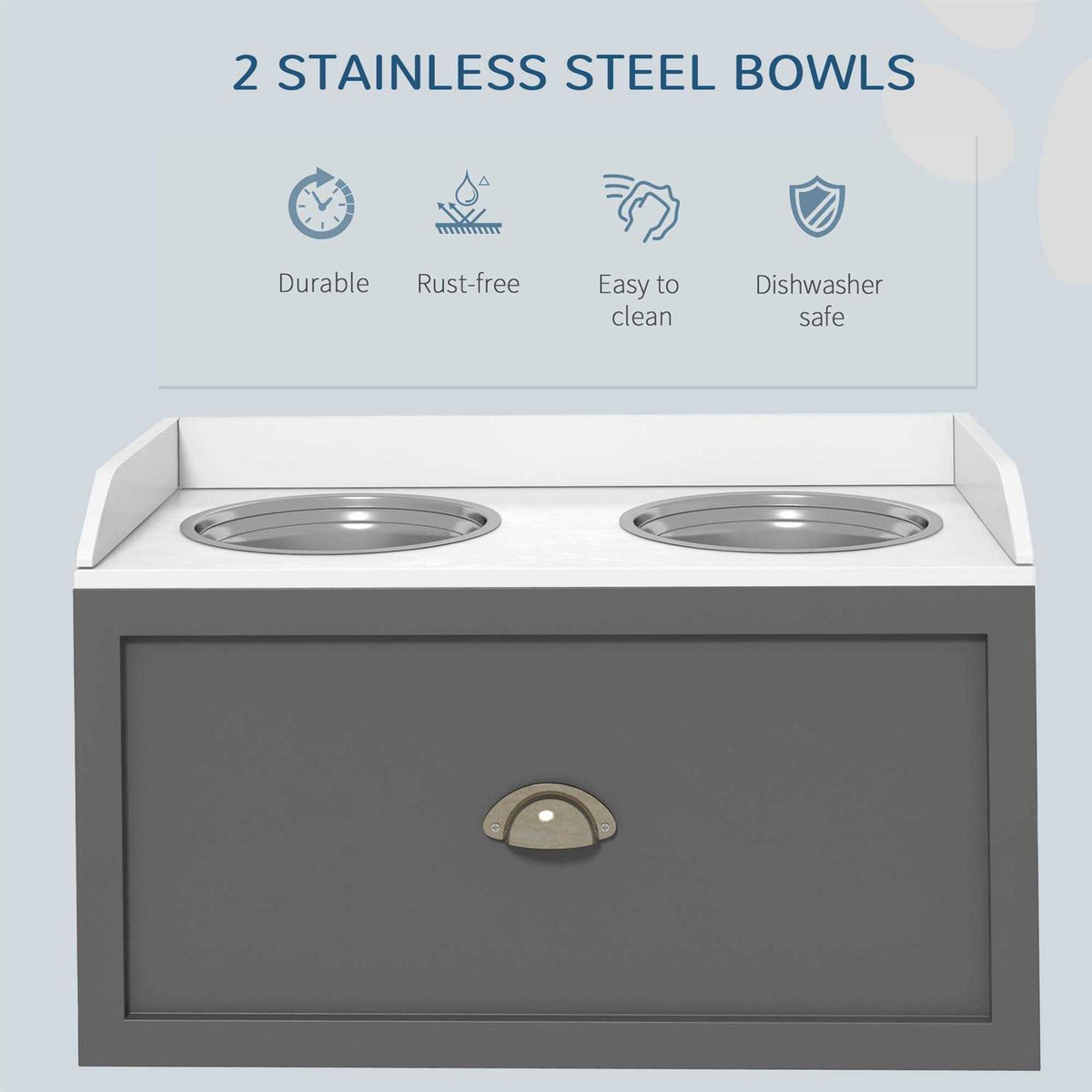 Elevated Dog Bowls with Storage Drawer G1575