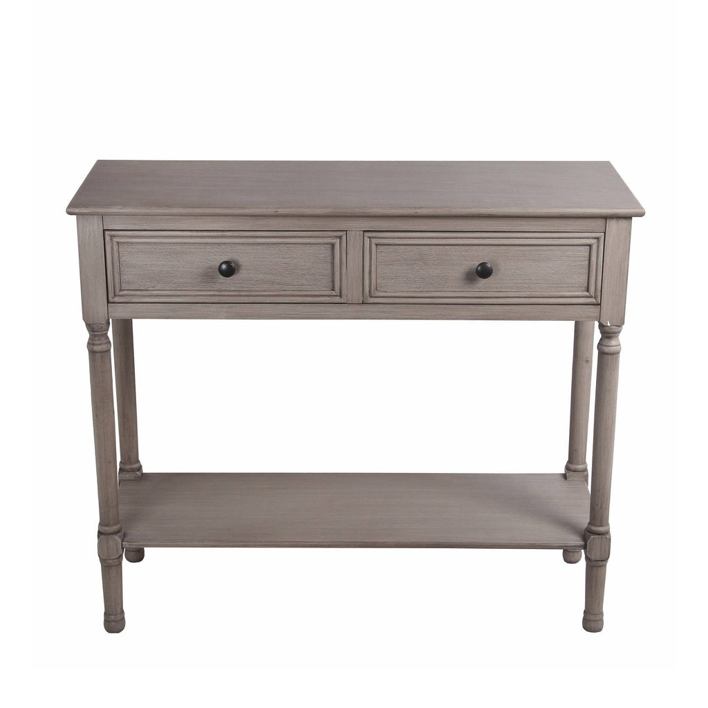 Brown Wooden Console Table with 2 Drawers and Open Shelf F158644