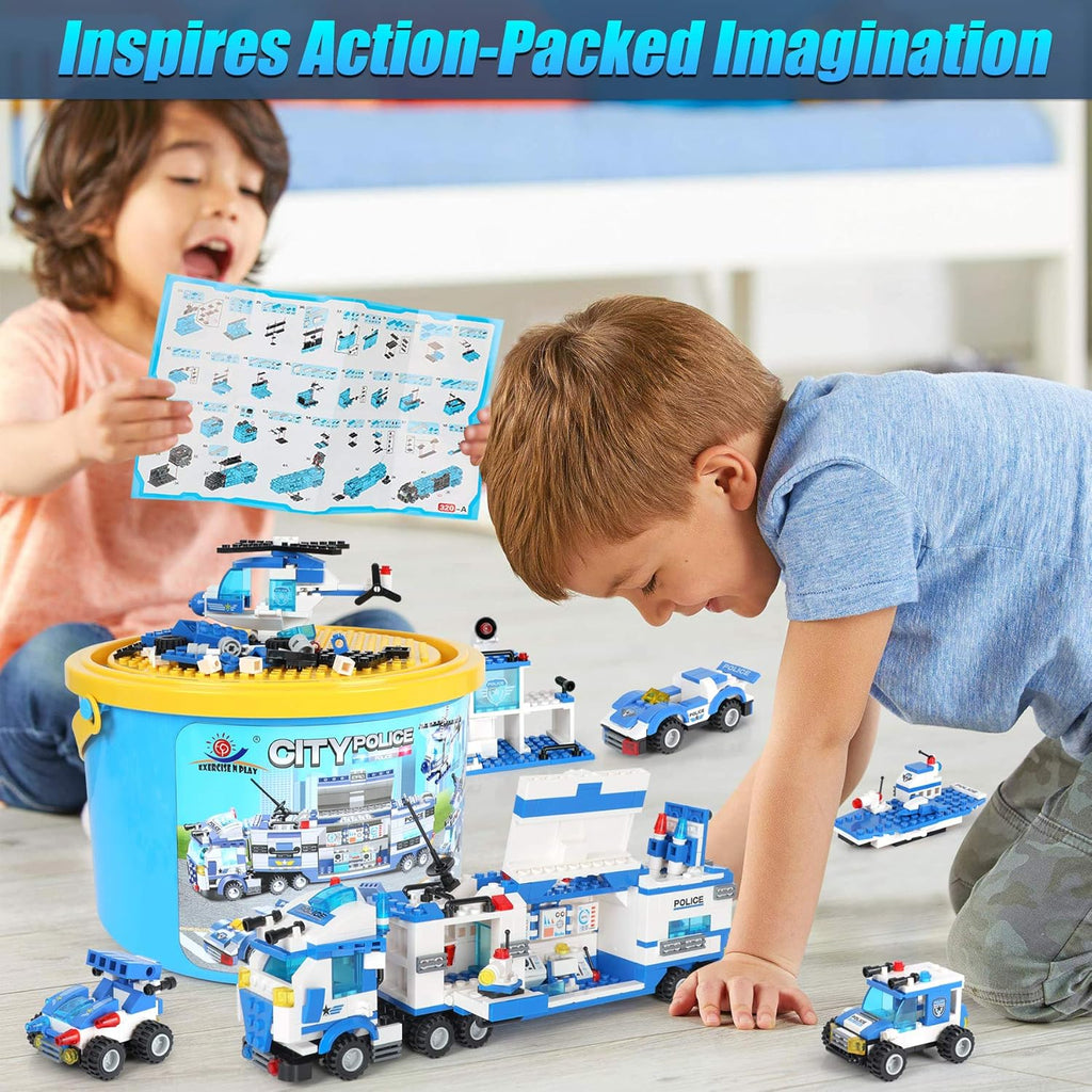 1338 Pieces Police Station Building Blocks Set with Storage Box X429987