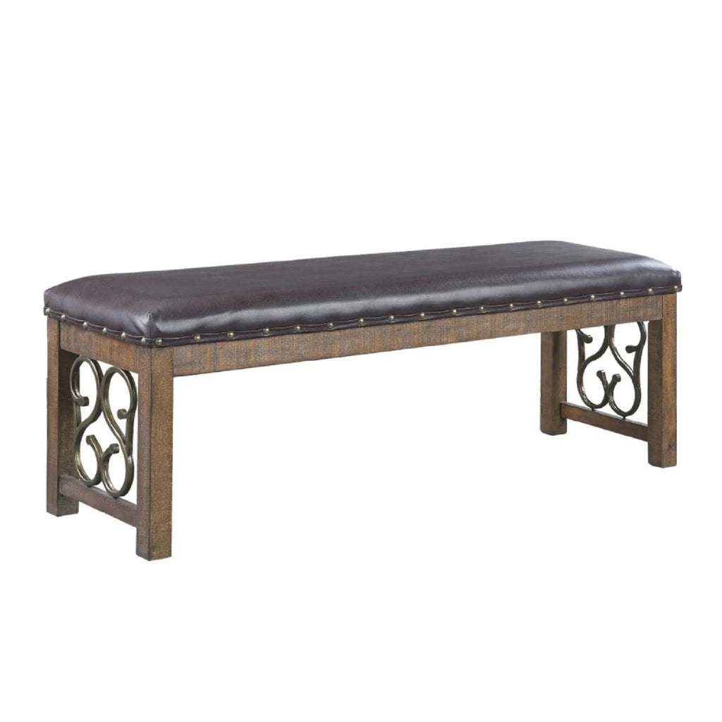 56 Inch Solid Wood Padded Bench E928