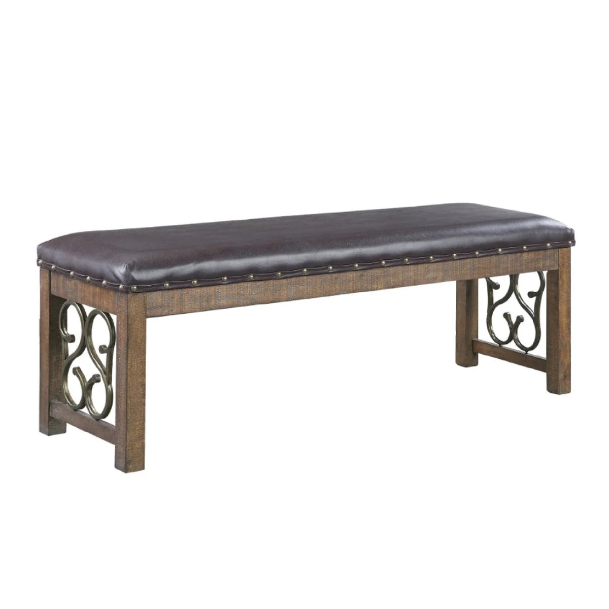 56 Inch Solid Wood Padded Bench E928