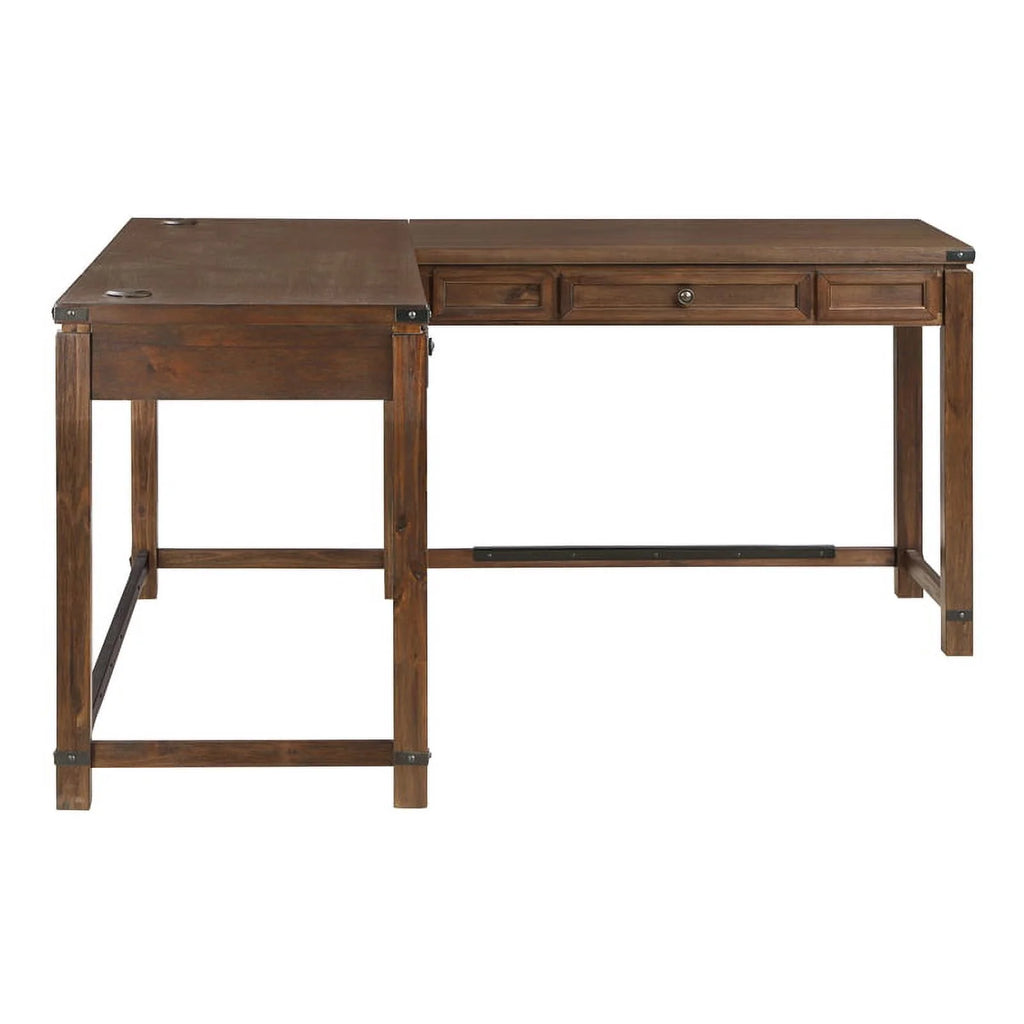 Brushed Walnut Engineered Wood Sit-to-Stand L-Desk K152741