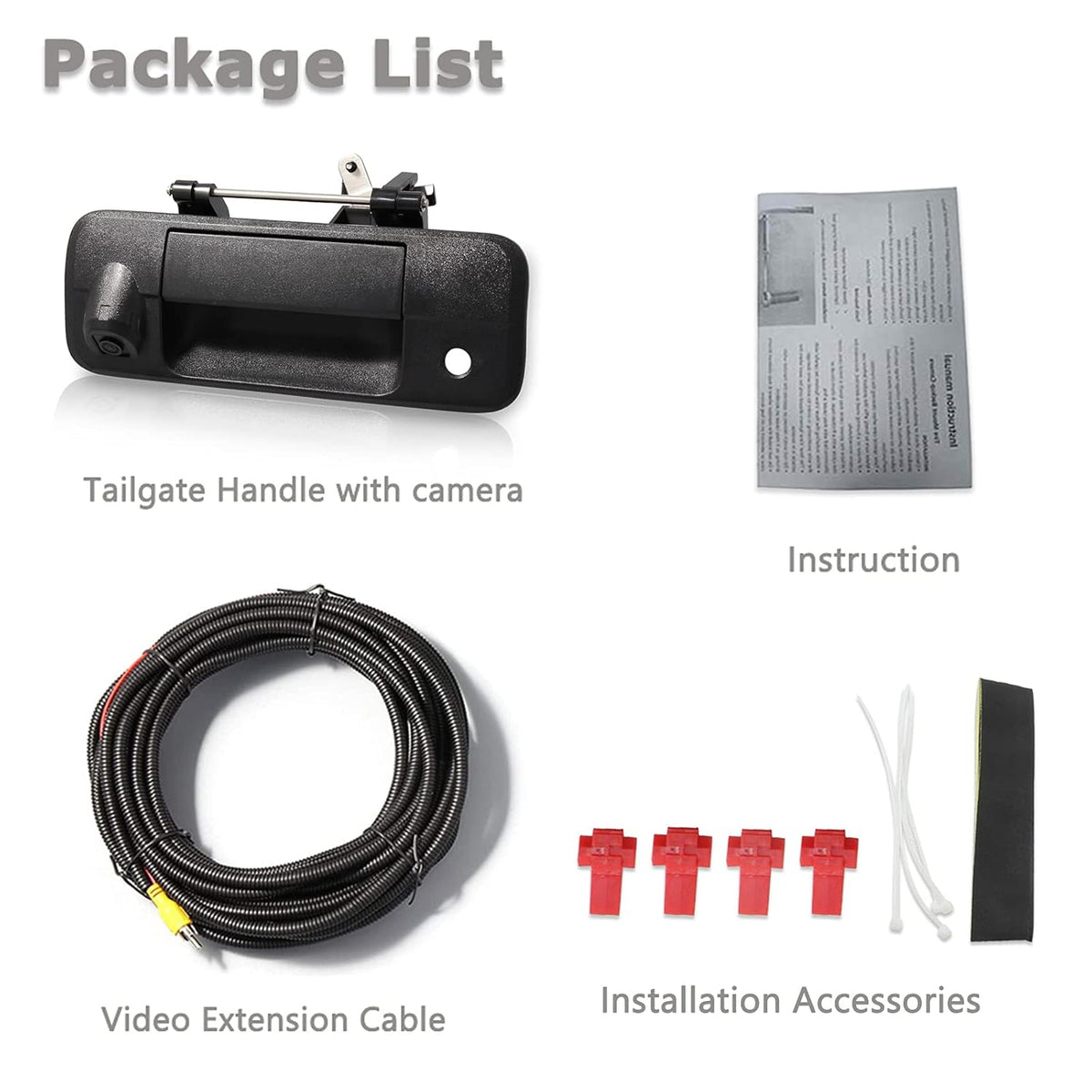 Tailgate Handle Backup Rear View Camera Black B949