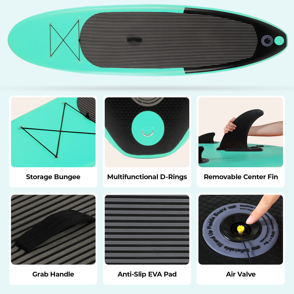 10ft Inflatable SUP Stand up Paddle Board with Backpack, Paddle, Leash T577