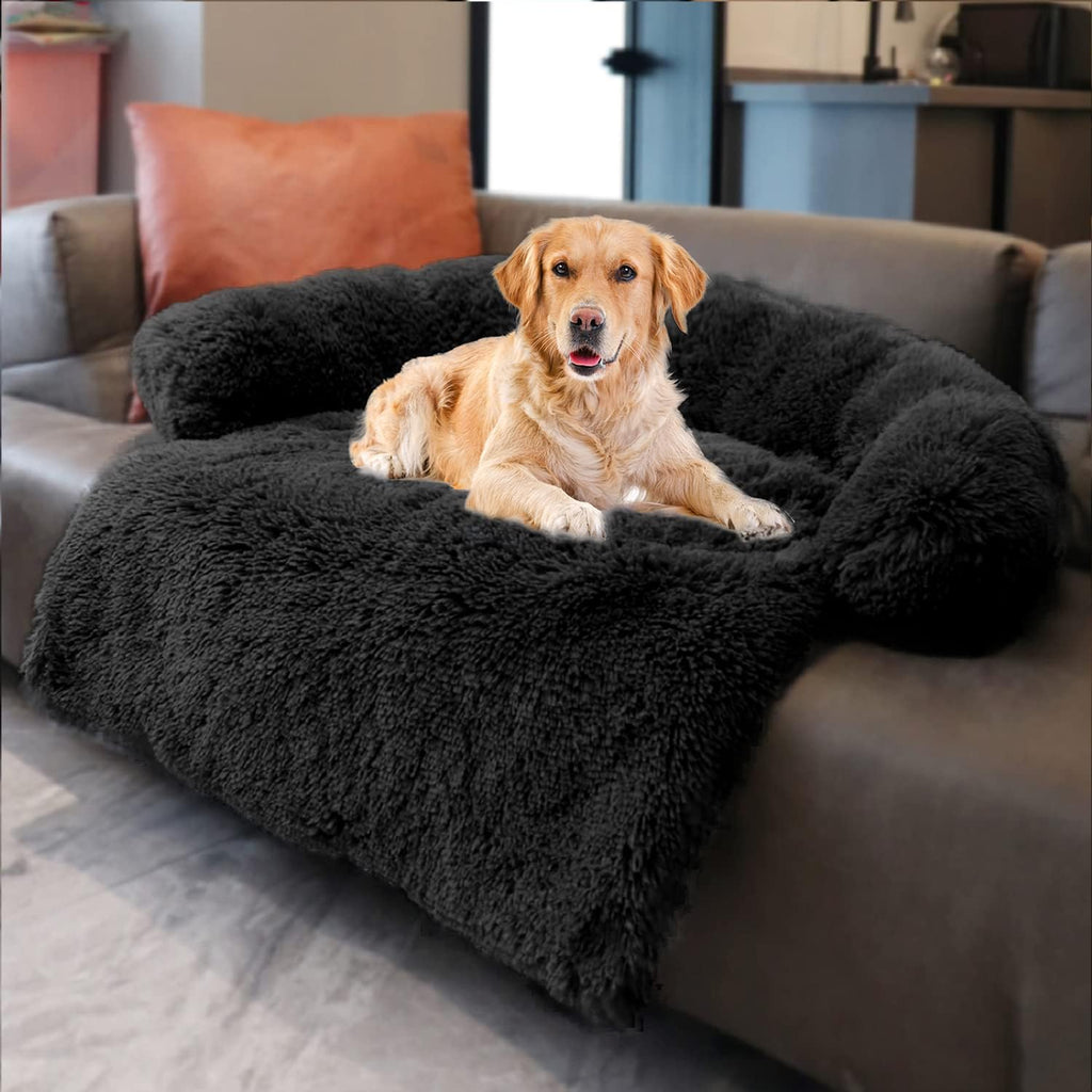 Dark Grey Small Pet Couch Protector with Soft Neck Bolster G101