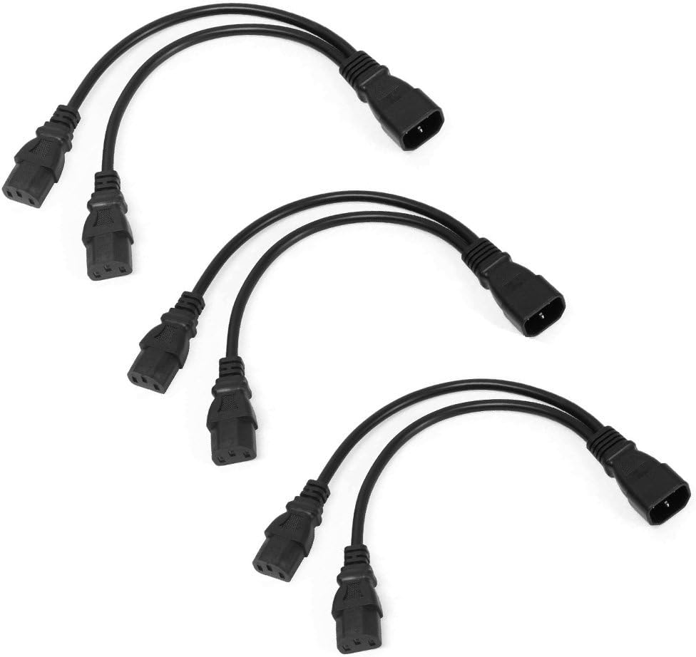 3Pack C14 to 2 x C13 Power Adapter Cable Cord 30cm L67495