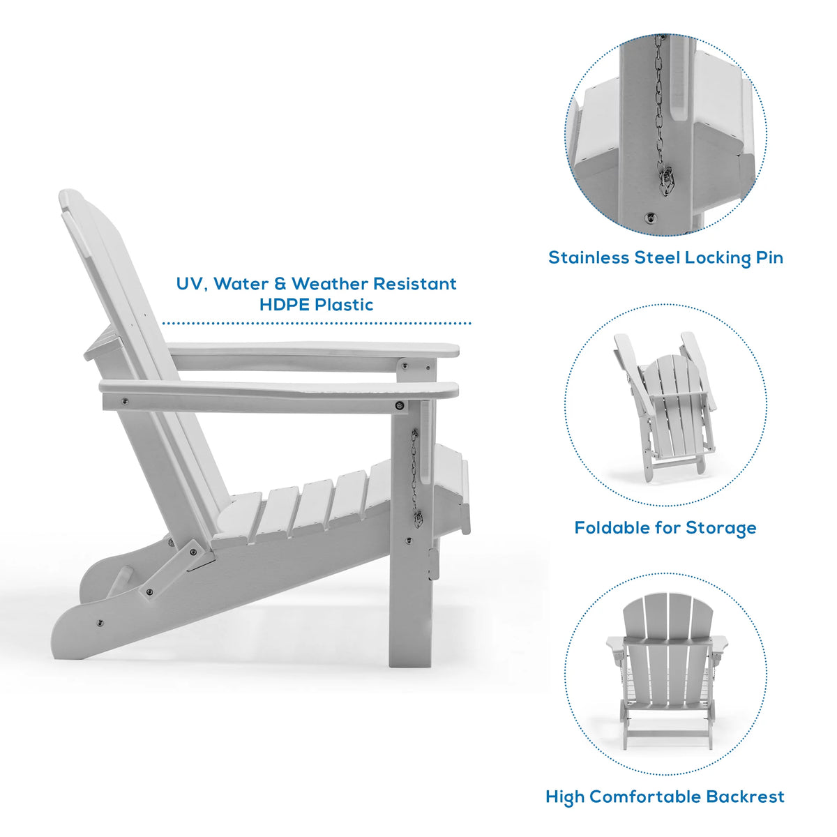 2 Pcs Outdoor Folding HDPE Adirondack Patio Chairs U355