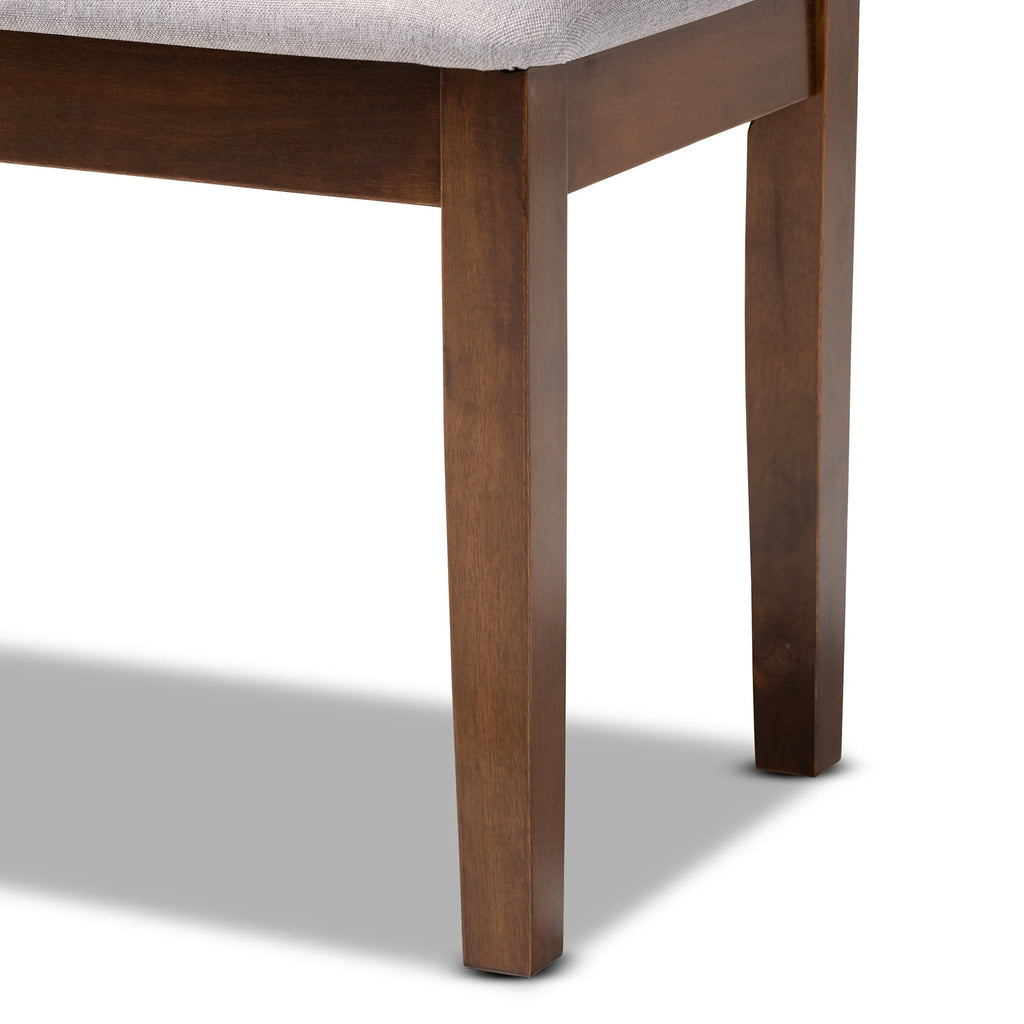 Gray Fabric and Walnut Finished Wood Dining Bench E147896
