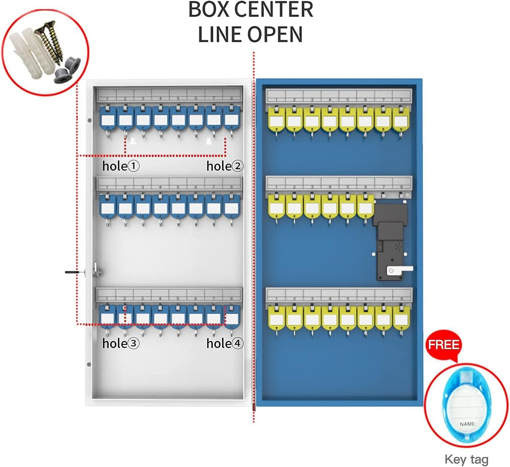Metal 48 Keys Key Lock Box Wall Mount Q459257