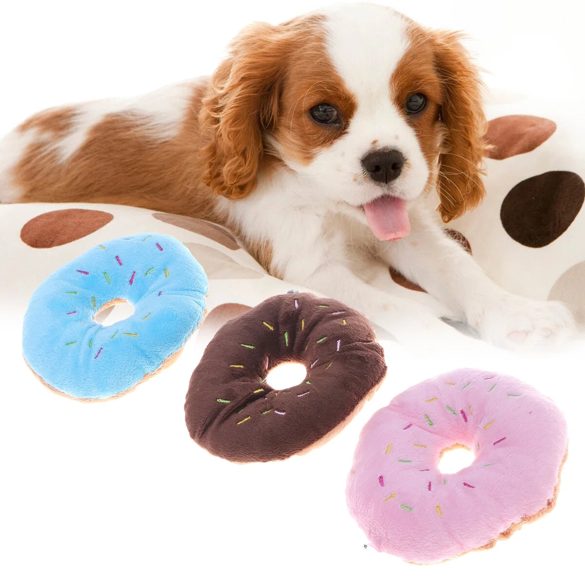 Squeaky Plush Donut Dog Toy V158886