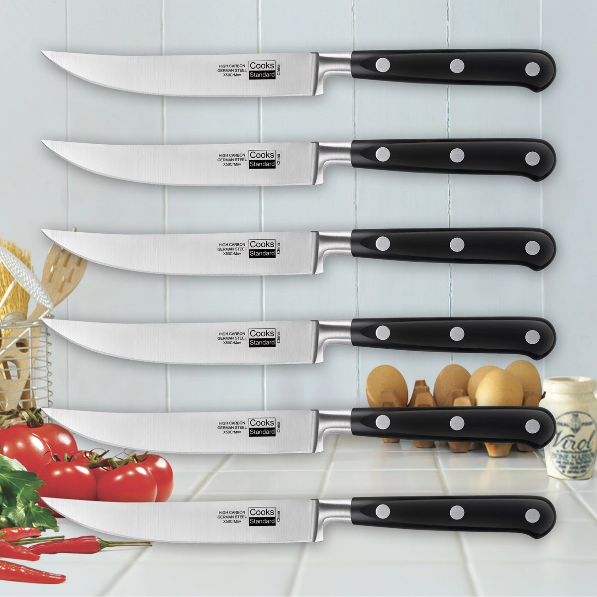 6-Piece High Carbon Stainless Steel Steak Knives Set V451799