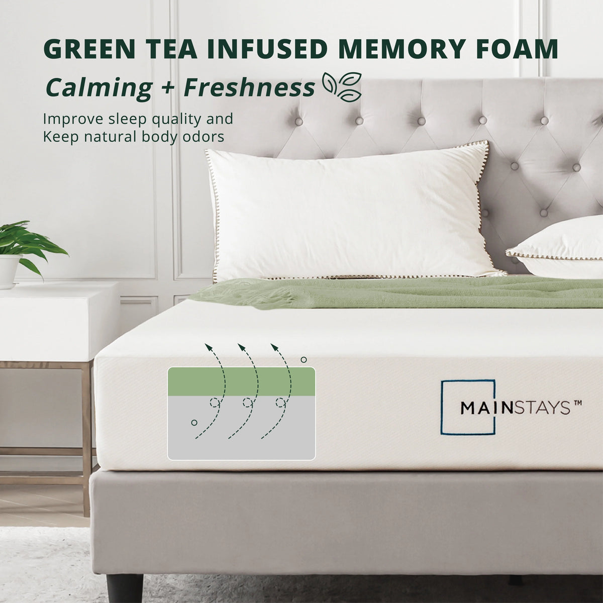 6” Green Tea Infused Memory Foam Mattress, Twin E662
