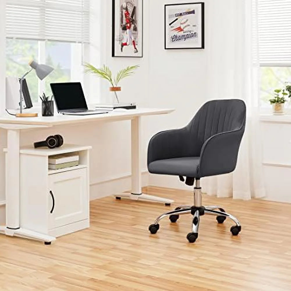 Faux Leather Height Adjustable Swivel Office Chair with Arms J619