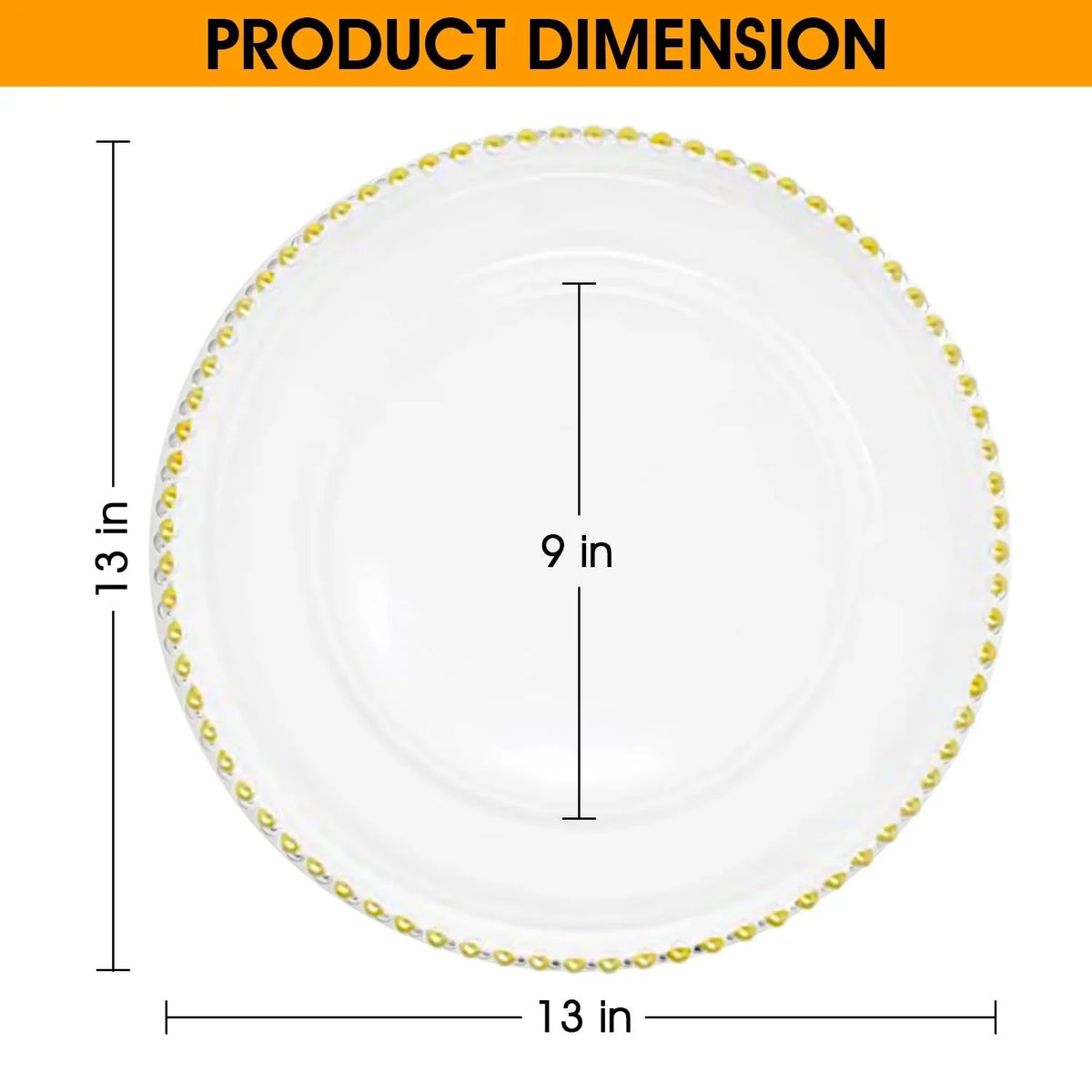 Gold Beaded Glass Charger Plates U73195