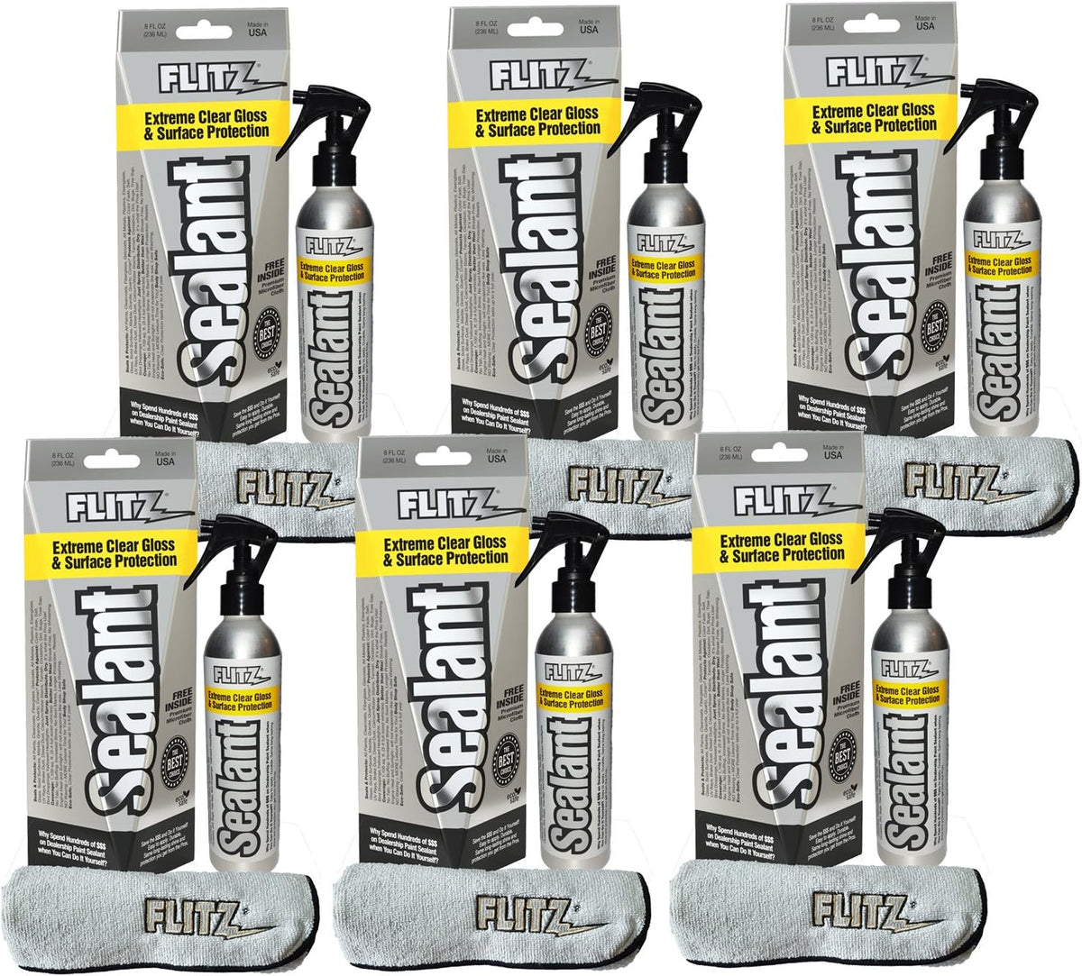 8 oz. 6 Pack Hydrophobic Spray Sealant and Paint Protectant with Microfiber Cleaning Cloth C224