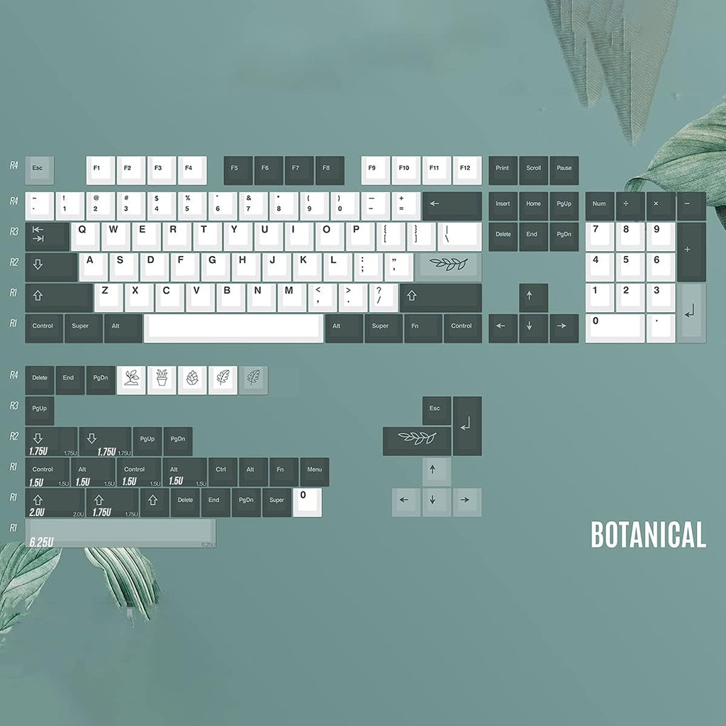 141 Keys PBT Botanical Keycaps Cherry Profile DYE-SUB F66588