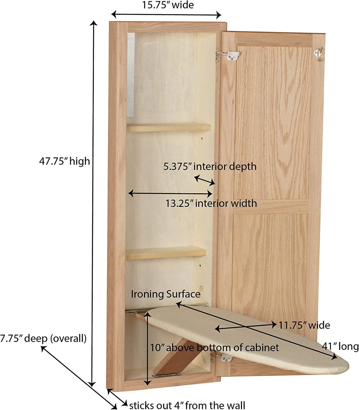 Recessed Ironing Board Cabinet with Storage Shelves J40958