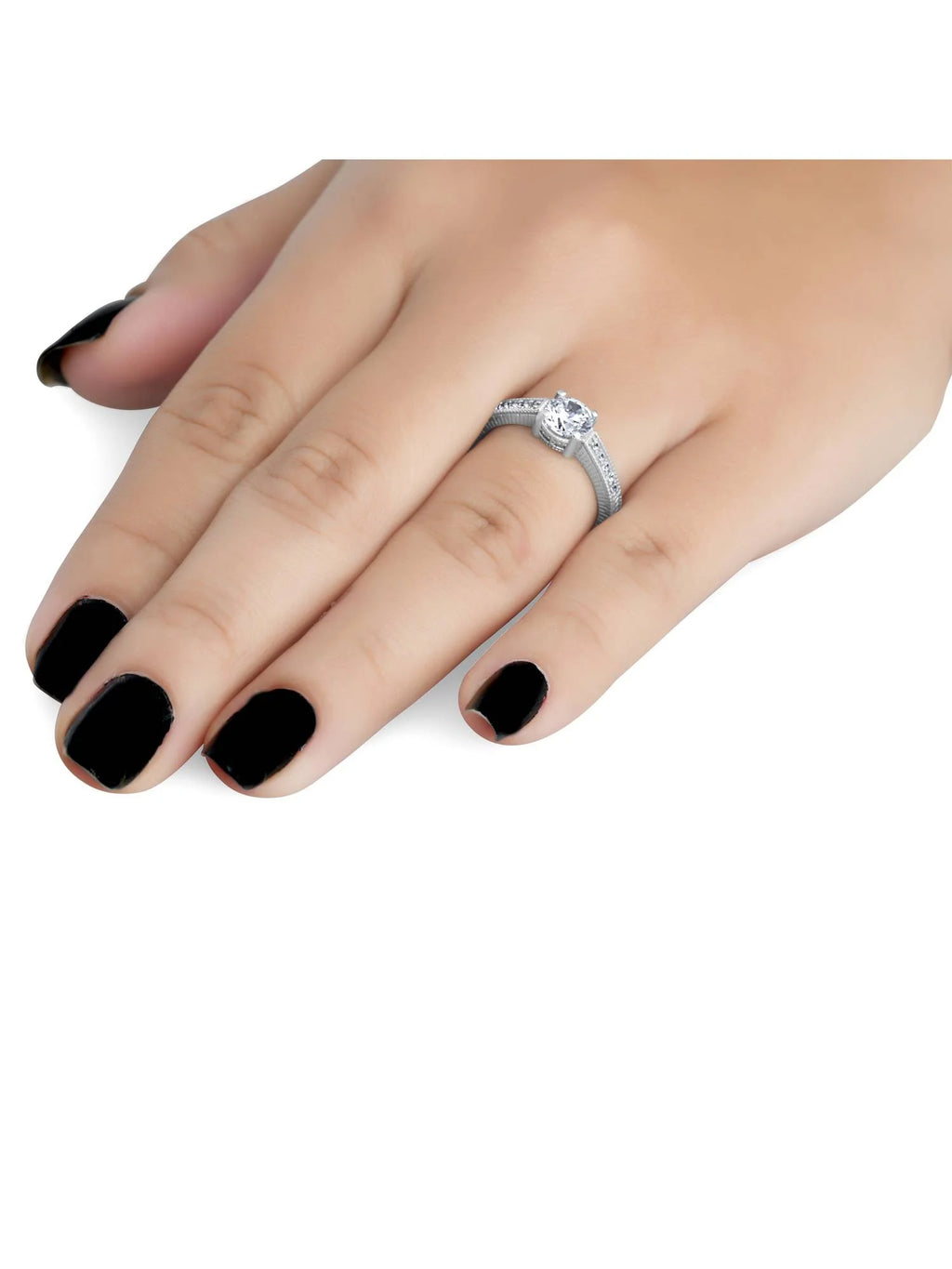 Vintage Diamond Engagement Ring 1 Carat 14K White Gold Round Brilliant Cut I72270