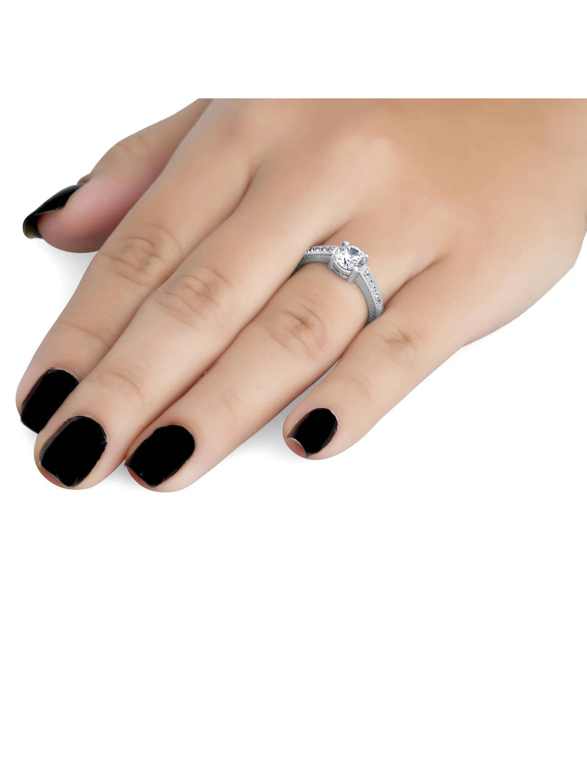 Vintage Diamond Engagement Ring 1 Carat 14K White Gold Round Brilliant Cut I72270