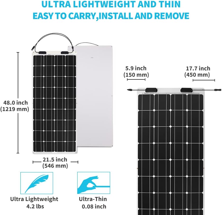 100W 12V Black Monocrystalline Semi Flexible Solar Panel C695
