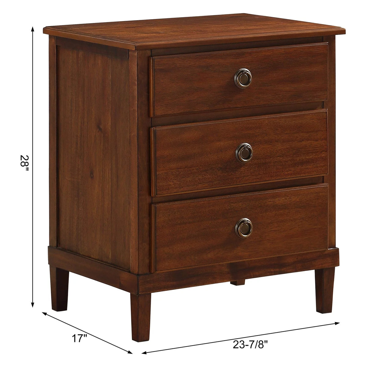 Brown 3-Drawer Wood Nightstand B545