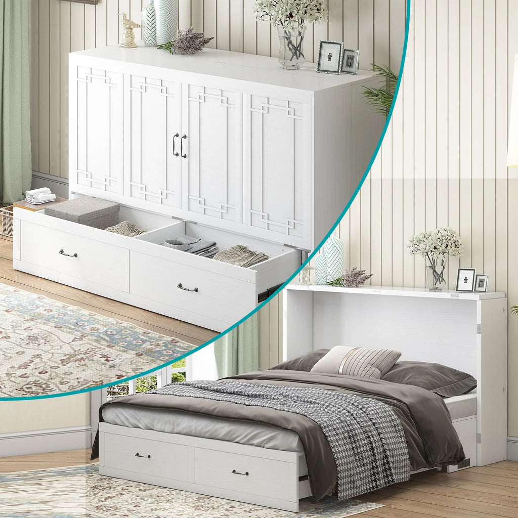Queen Size Murphy Bed Chest with Foam Mattress X630348