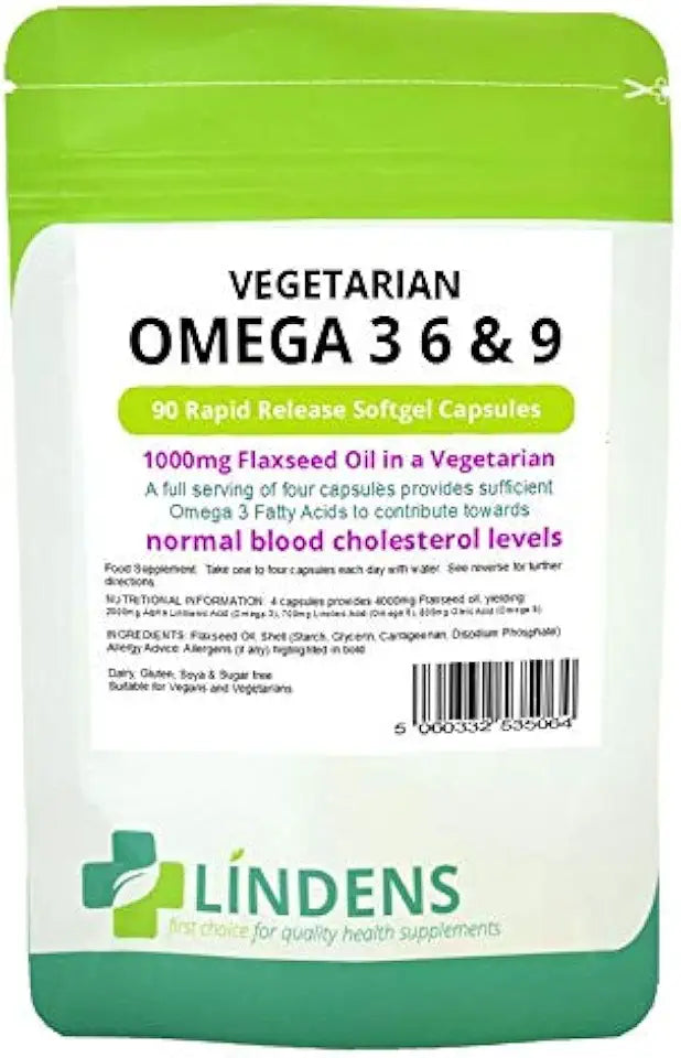 Vegetarian Omega 3 6 9 Flaxseed Oil 180 Capsules 1000mg I918