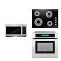 3 Piece Kitchen Appliance Package with Electric Cooktop Microwave and Wall Oven J429