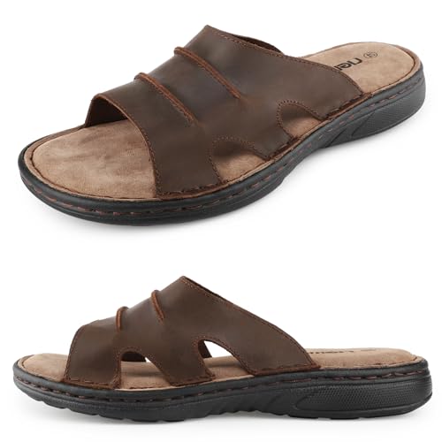 Men's Leather Sandals Cushioning Arch Support Lightweight Non-slip Summer Slides A13271
