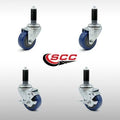 3.5 inch Blue Poly Swivel Expanding Stem Caster Set 2 Brake Z684071