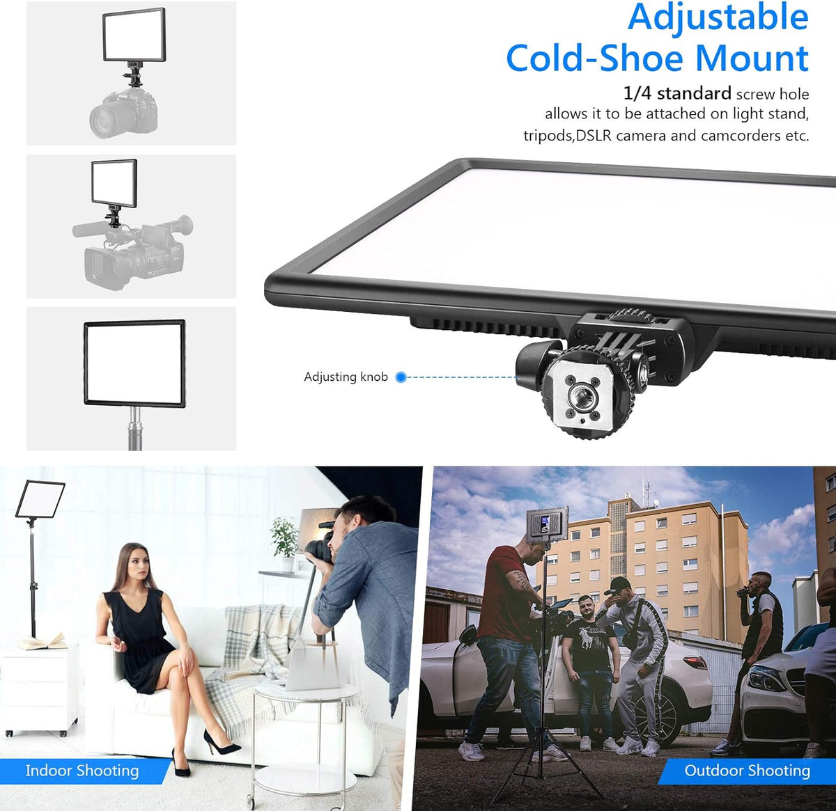 Ultra-Thin LED Soft Light Panel with LCD Display, Dimmable Bi-Color 3200-5600K CRI95+ On Camera Video Light I23405