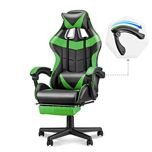 White Gaming Chair with Footrest Q60412