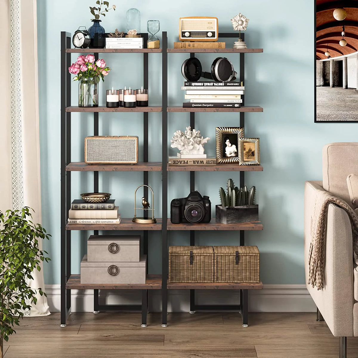 5 Tier Wood Corner Bookshelf A772