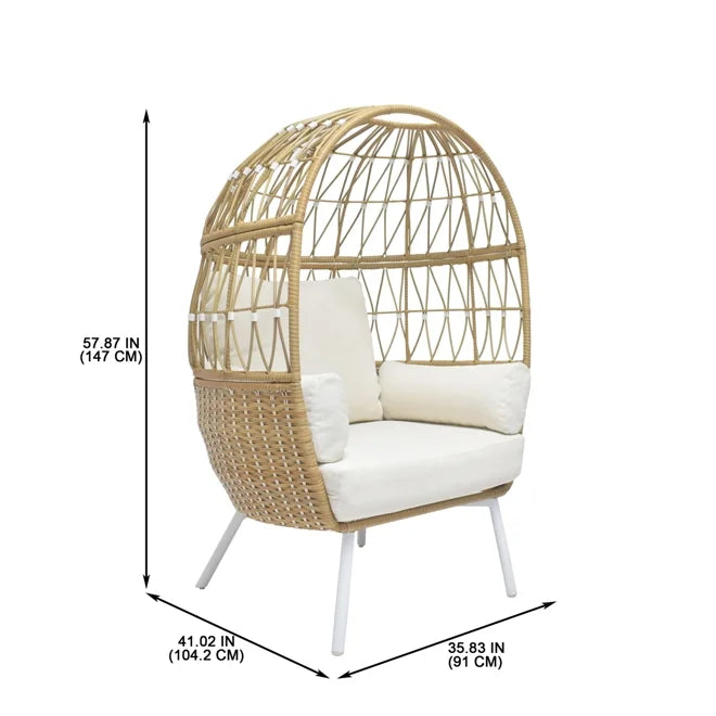 White Wicker Egg Chair G51471