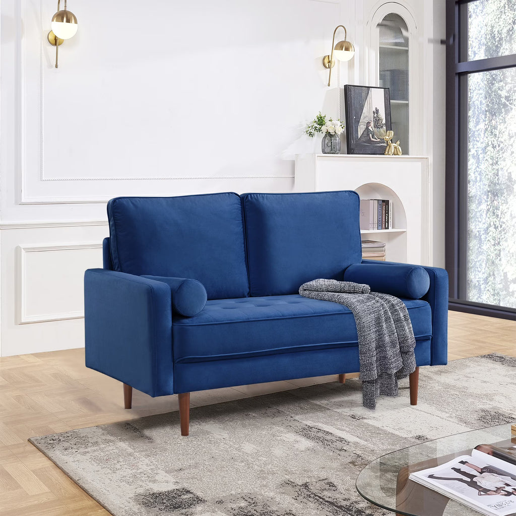 Blue Velvet Tufted Sofa Couch Q80741