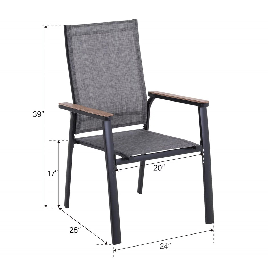 7 Pieces Outdoor Patio Dining Set with Stackable Chairs and Metal Table L82755