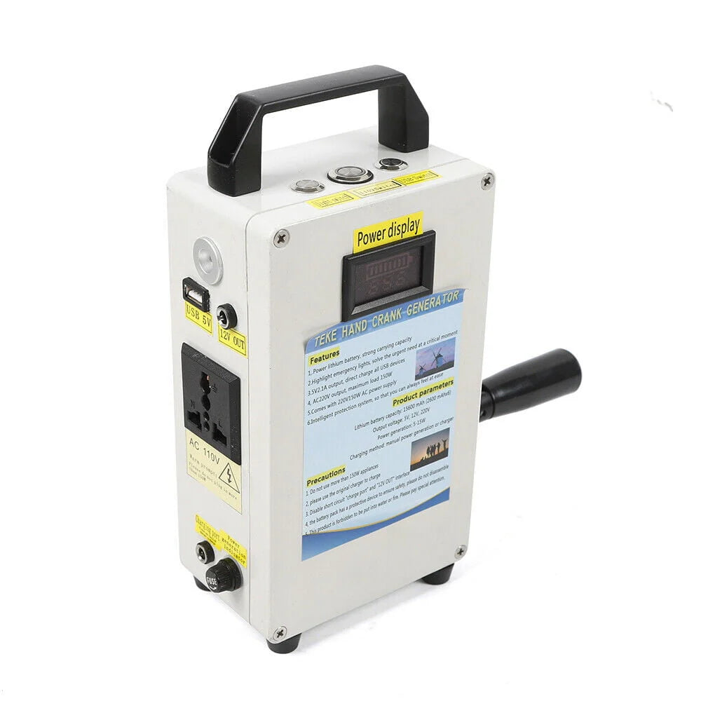 Portable Hand Crank Generator Emergency Power Supply USB Charger O89056
