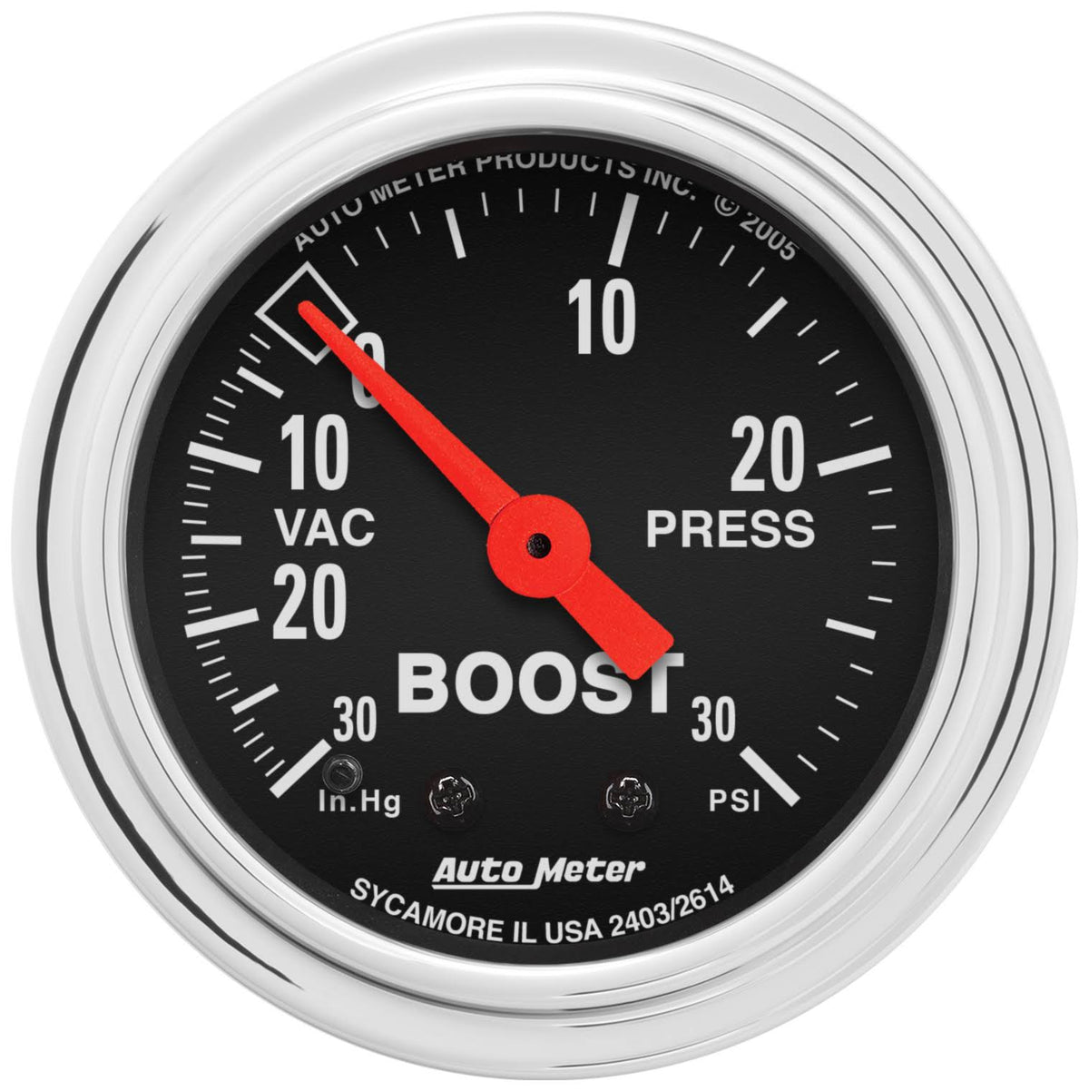 Chrome Mechanical Boost/Vacuum Gauge W50474