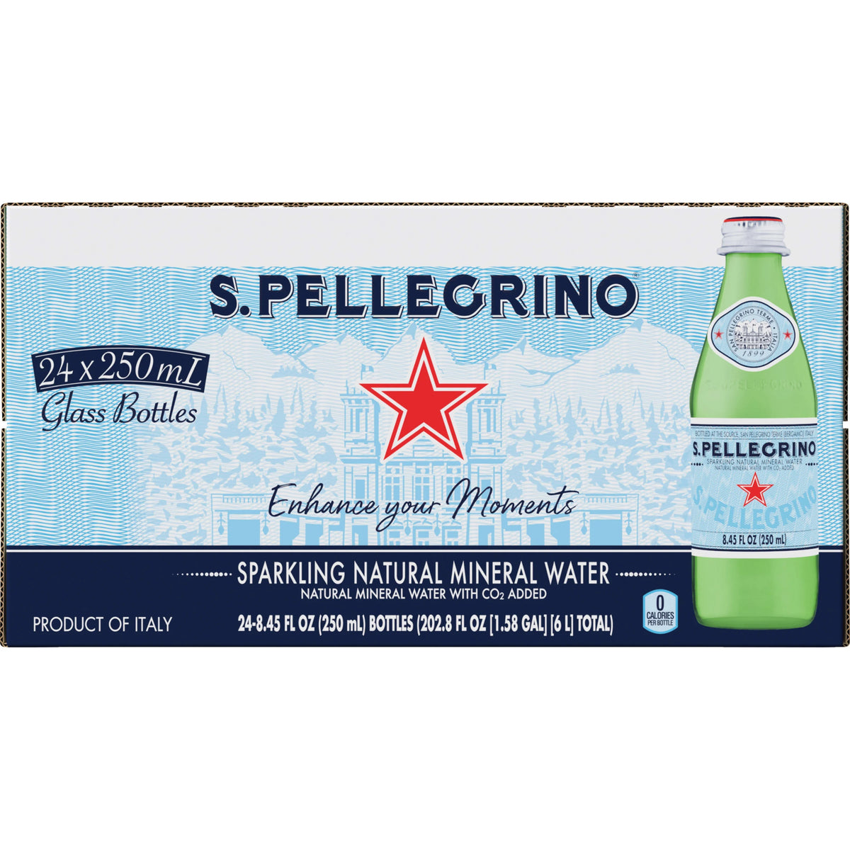 Sparkling Natural Mineral Water, 24 Pack Glass Bottles R87261