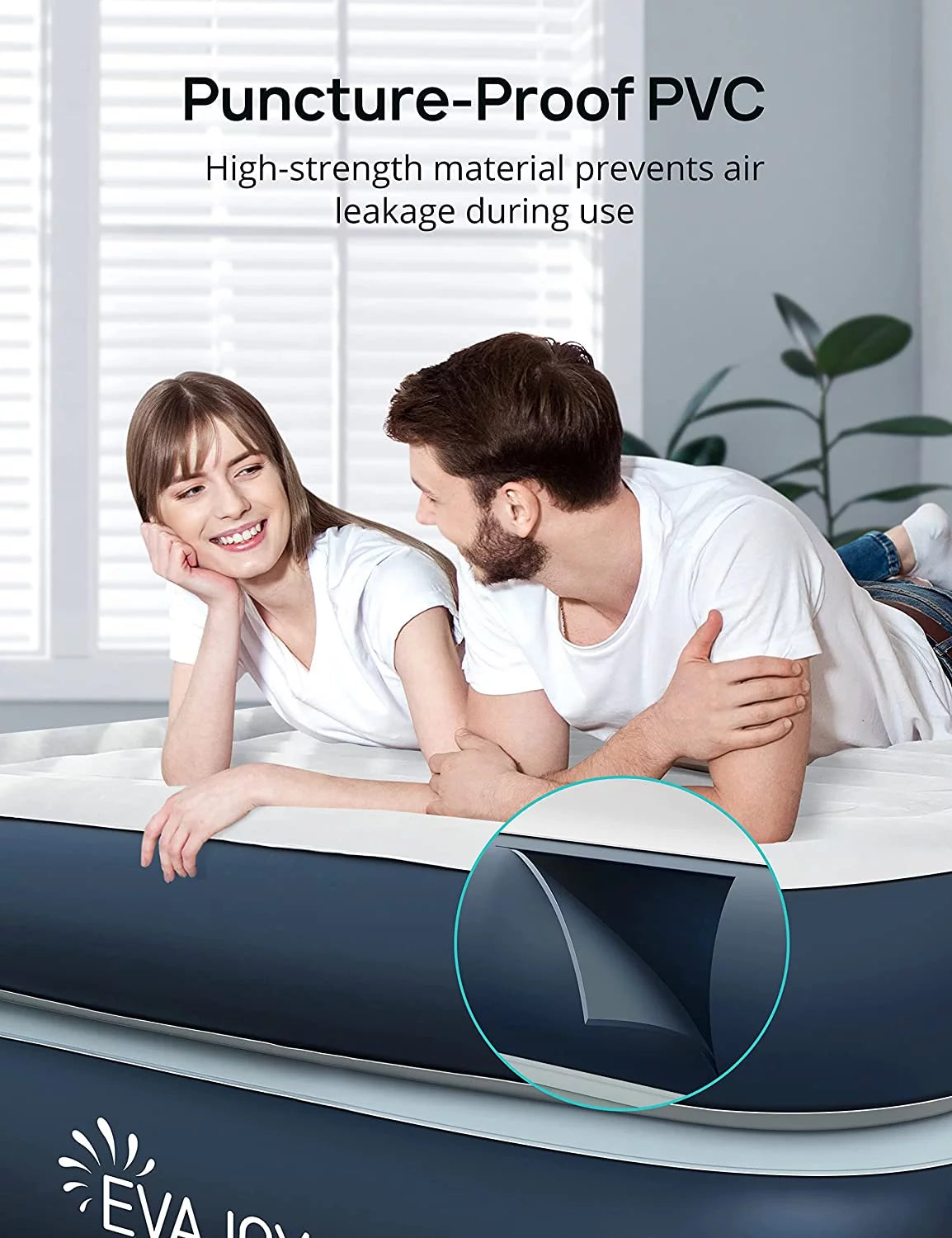 Full Size Air Mattress with Built in Pump 18'' Inflatable Blue M479975