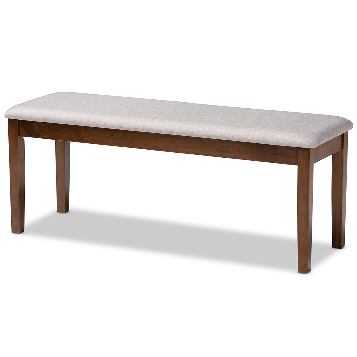 Gray Fabric and Walnut Finished Wood Dining Bench E147896