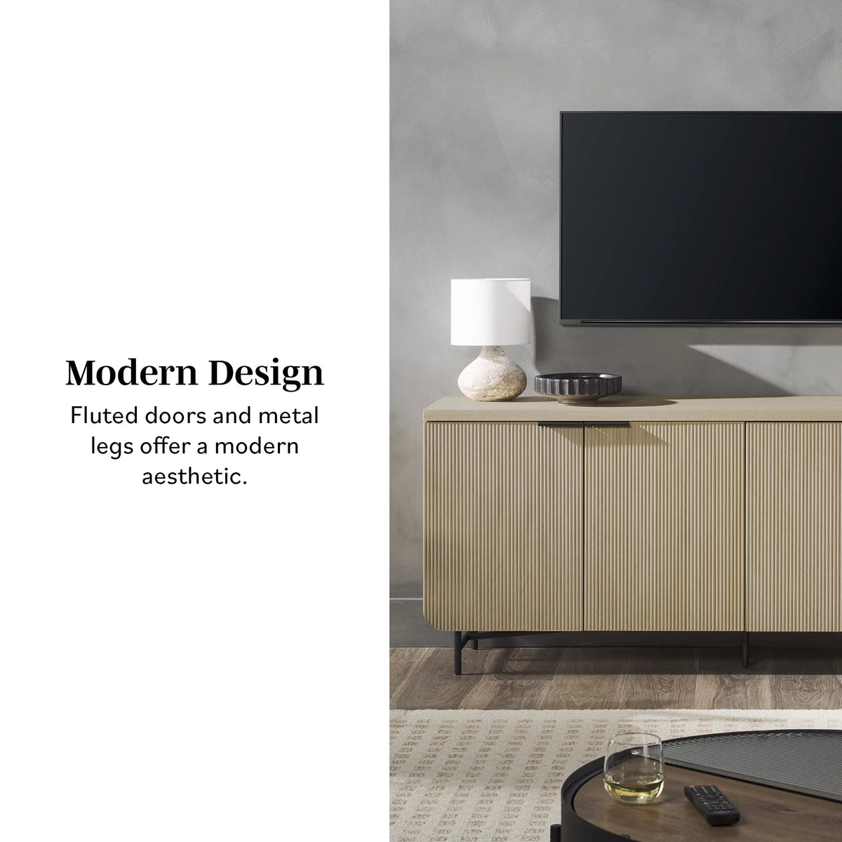 69” 4-Door Reeded-Front Sideboard C244378