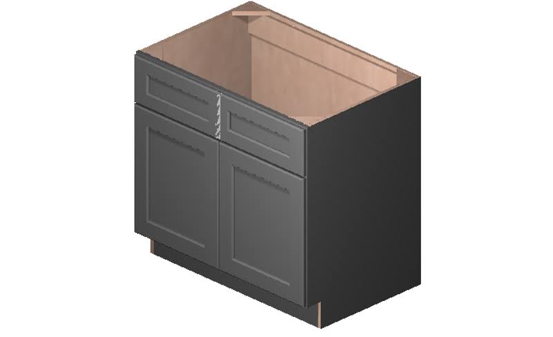 Grey 36x22 x 34.5x22 x 24x22 Sink 2 Doors 2 False Drawers Base Cabinet High-Density Fiberboard Z4413