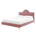 Pink Velvet King Size Platform Bed Frame L354780
