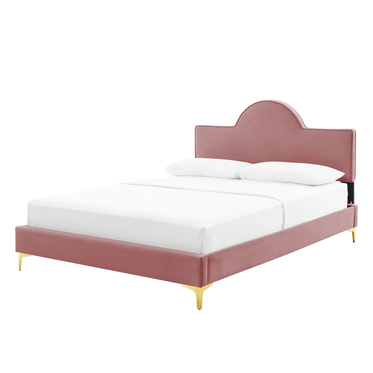 Pink Velvet King Size Platform Bed Frame L354780