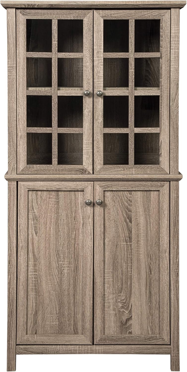 Rustic Farmhouse Accent Cabinet with Adjustable Shelves, Gray C447263