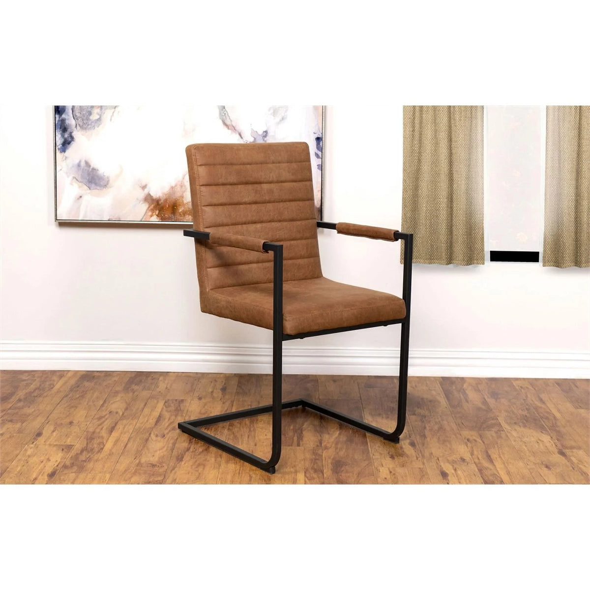 Brown and Black Faux Leather Arm Chair H203209