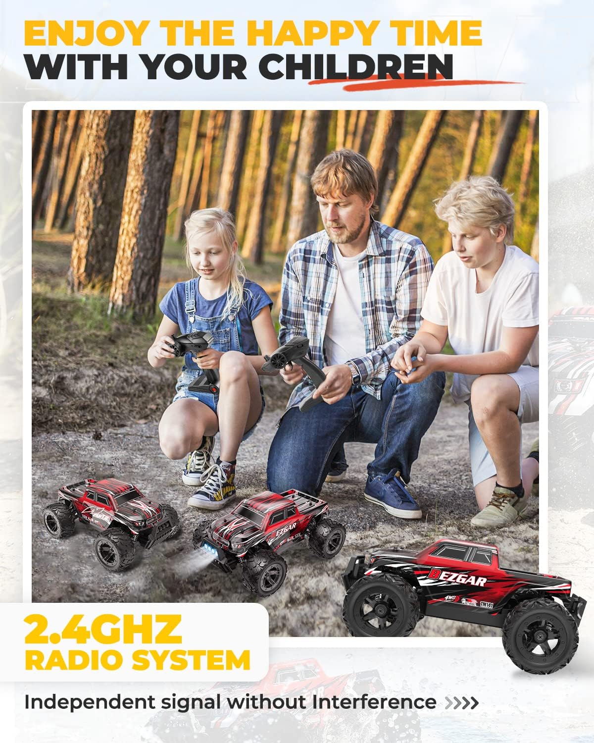 1:14 Scale Remote Control Car, 4WD Electric Toy Off Road RC Monster Truck with Two Rechargeable Batteries E488