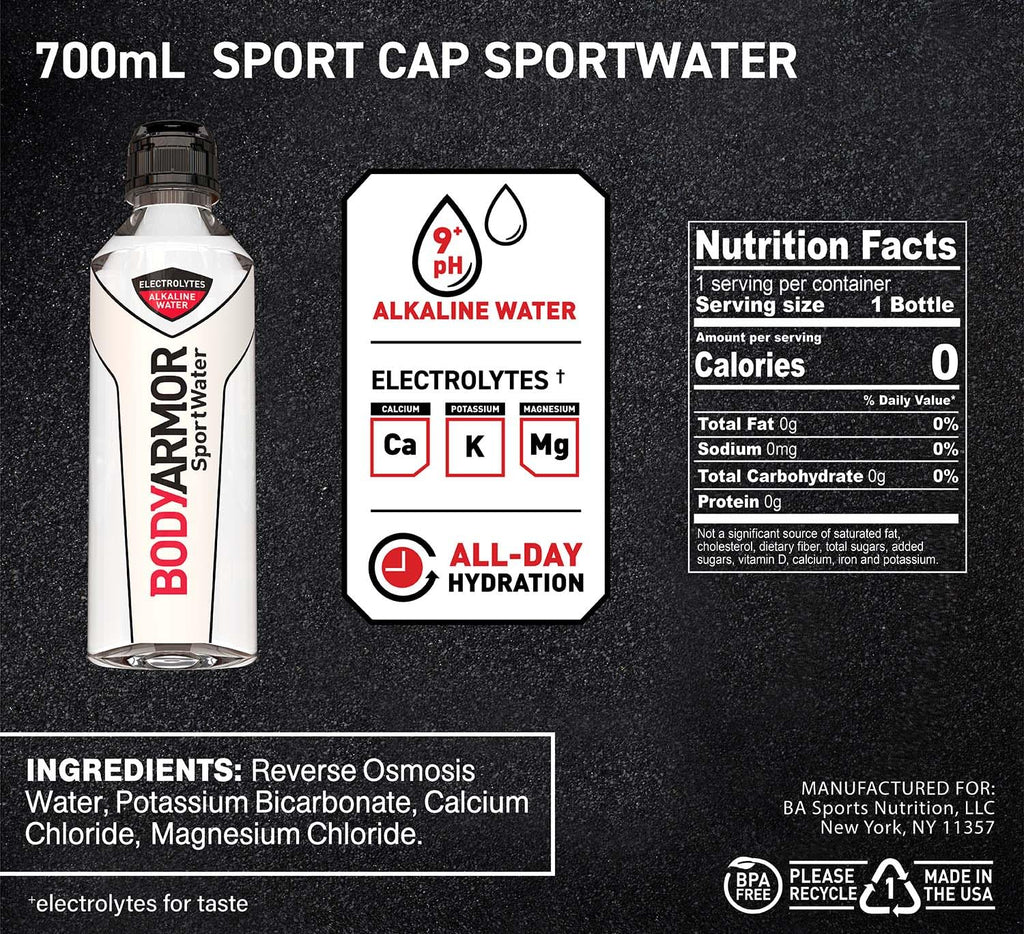 Alkaline Water Ph 9+ with Electrolytes, 700Ml Sport Cap, Pack of 24 W758616