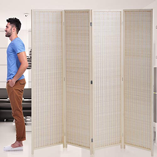 4 Panel 72 Inches High Bamboo Mesh Room Divider M7849